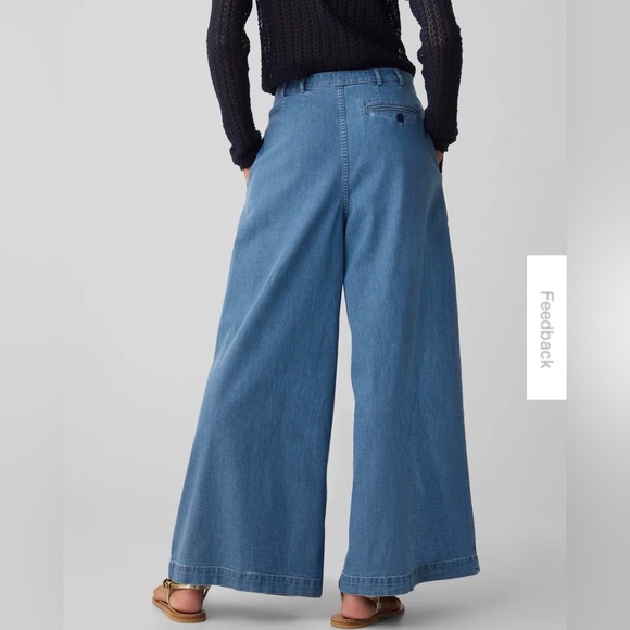 Gap x Doen Denim High Rise Trousers Womens Size 4 Blue Pleated Wide Leg Jeans - Picture 2 of 16